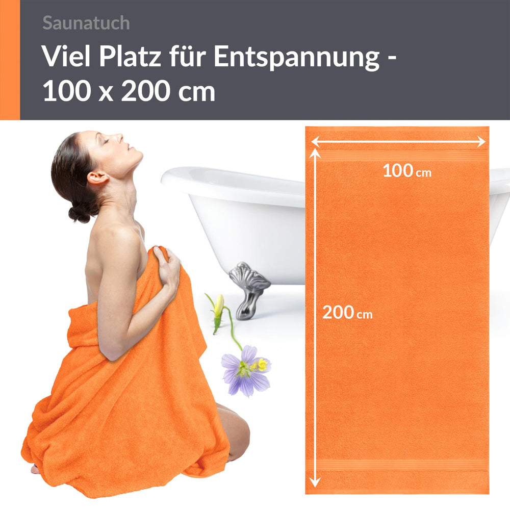 Saunahandtuch 100x200 cm extra groß Orange - Blutorange