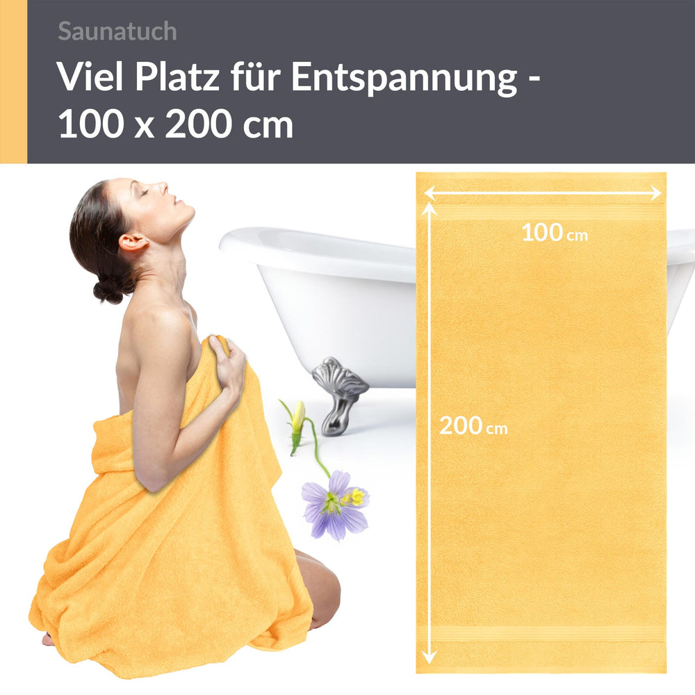 Saunahandtuch 100x200 cm extra groß Gelb - Aprikosen