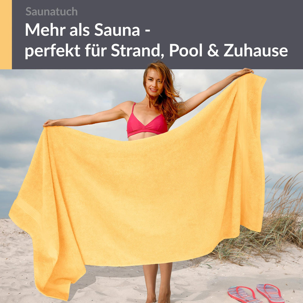 Saunahandtuch 100x200 cm extra groß Gelb - Aprikosen