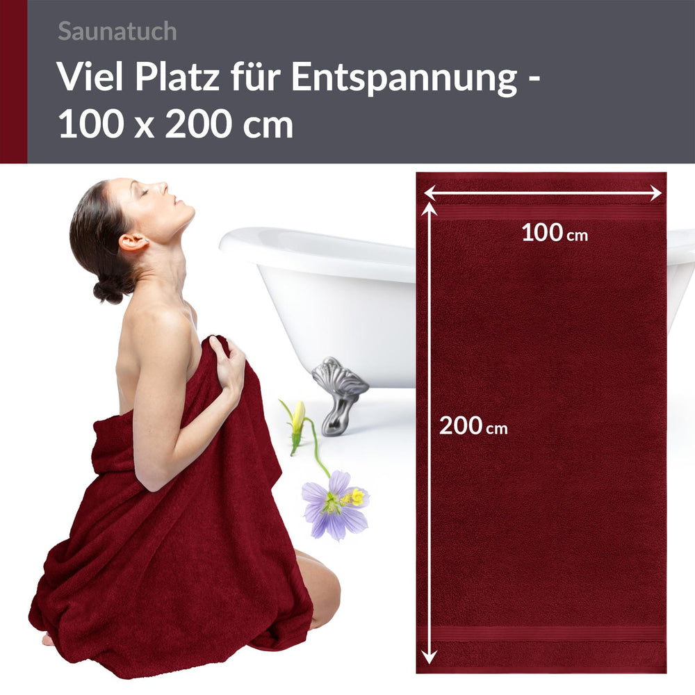 Saunahandtuch 100x200 cm extra groß Rot - Rubin