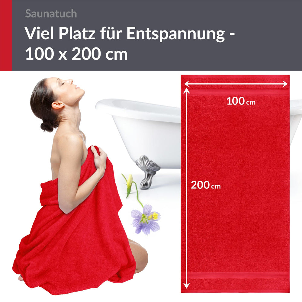 Saunahandtuch 100x200 cm extra groß Rot - Scharlach