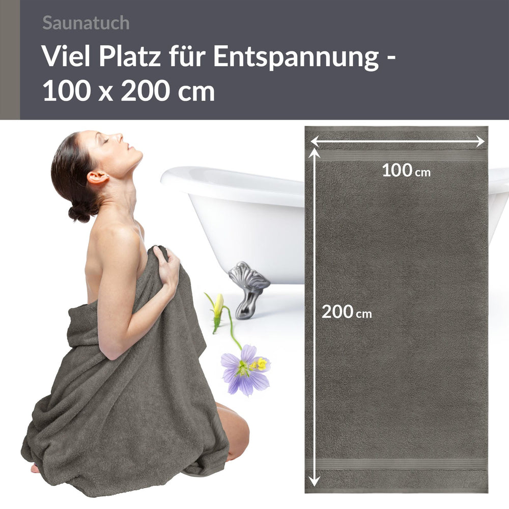 Saunahandtuch 100x200 cm extra groß Grau - Dunkelgrau