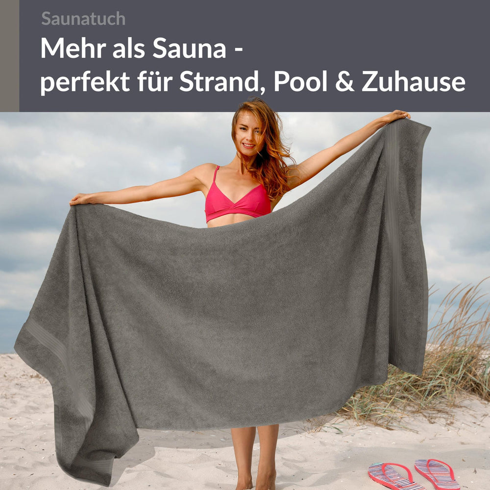 Saunahandtuch 100x200 cm extra groß Grau - Dunkelgrau