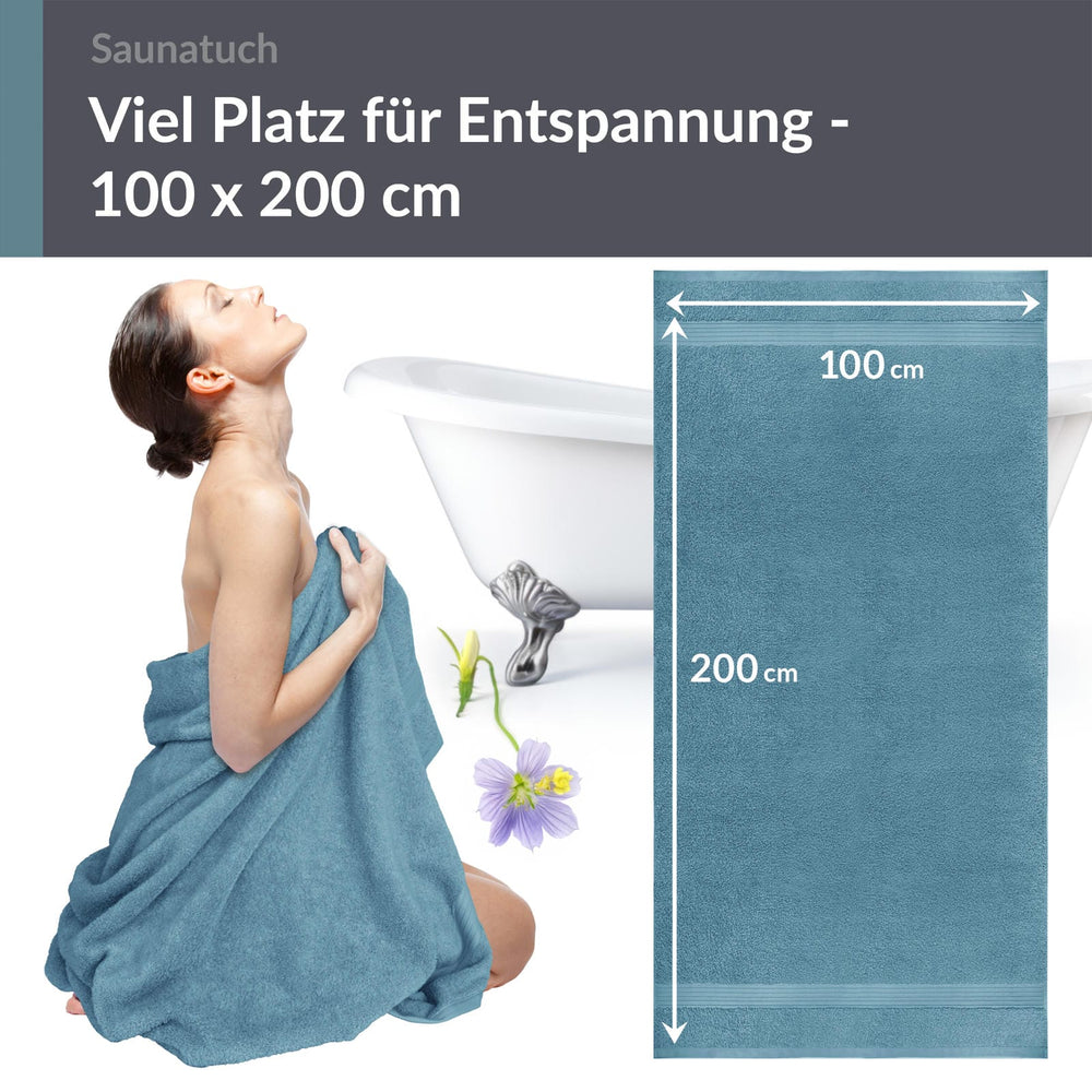 Saunahandtuch 100x200 cm extra groß Blau - Tauben
