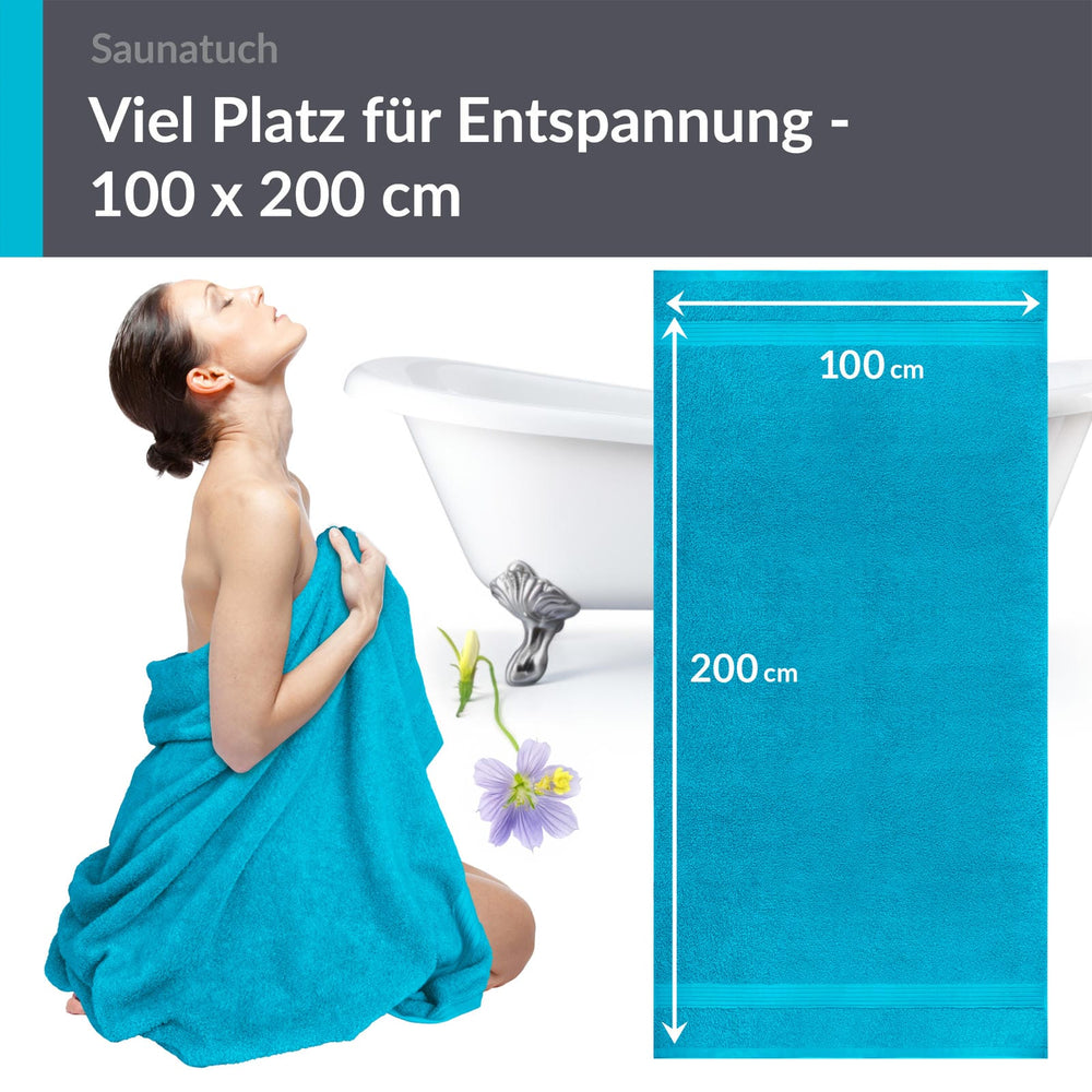 Saunahandtuch 100x200 cm extra groß Blau - Aquamarin