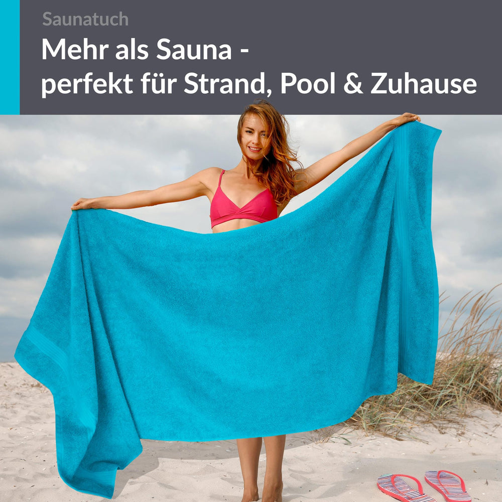 Saunahandtuch 100x200 cm extra groß Blau - Aquamarin