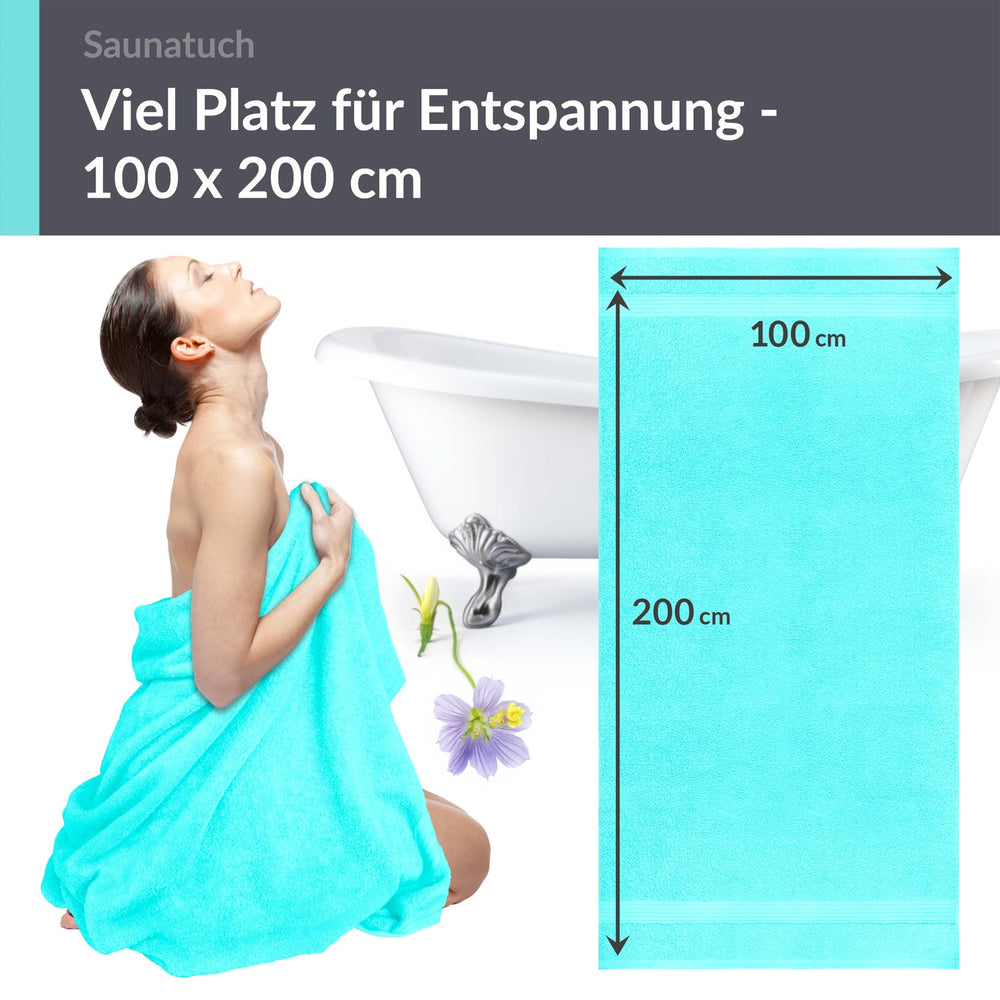 Saunahandtuch 100x200 cm extra groß Türkis