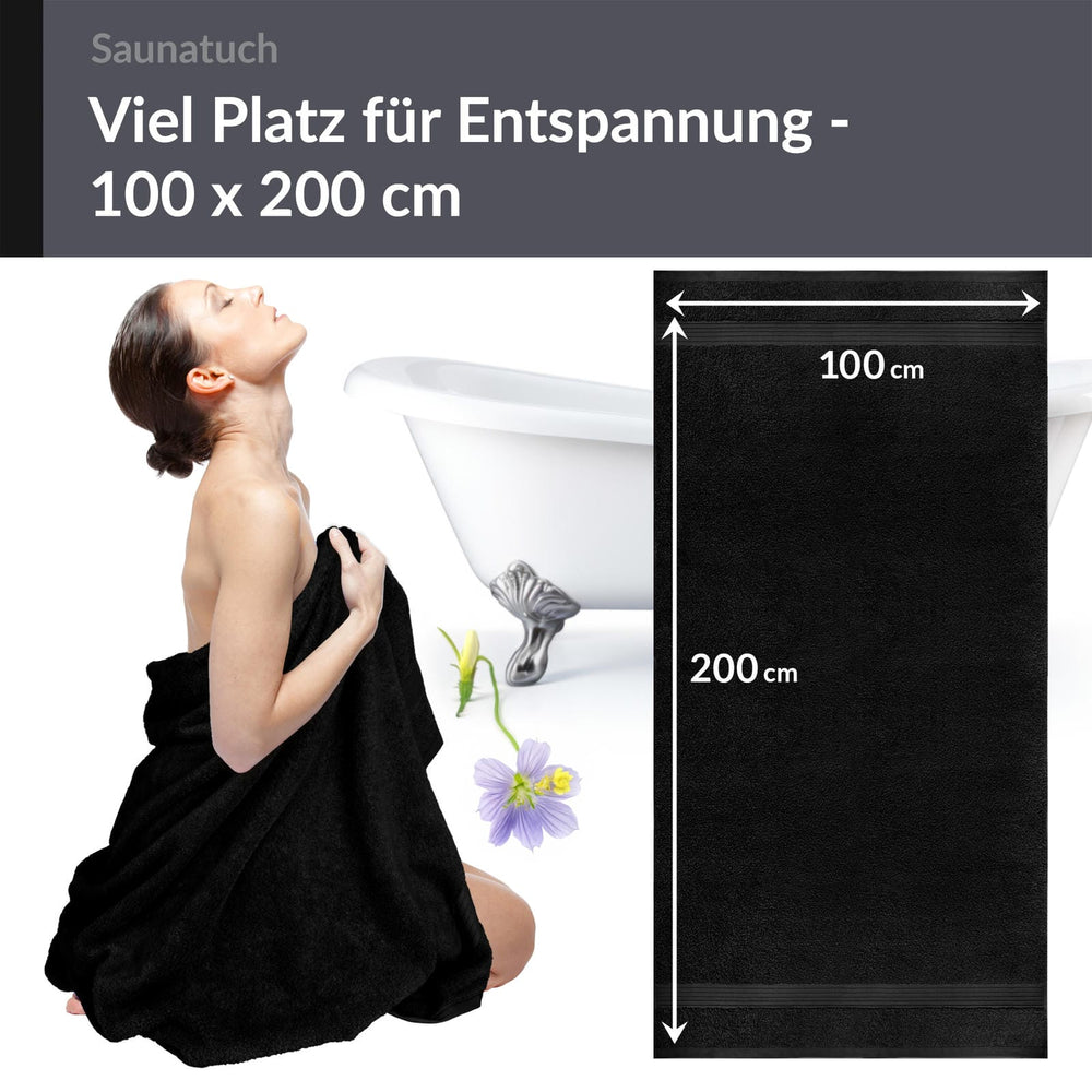 Saunahandtuch 70x200 cm Schwarz