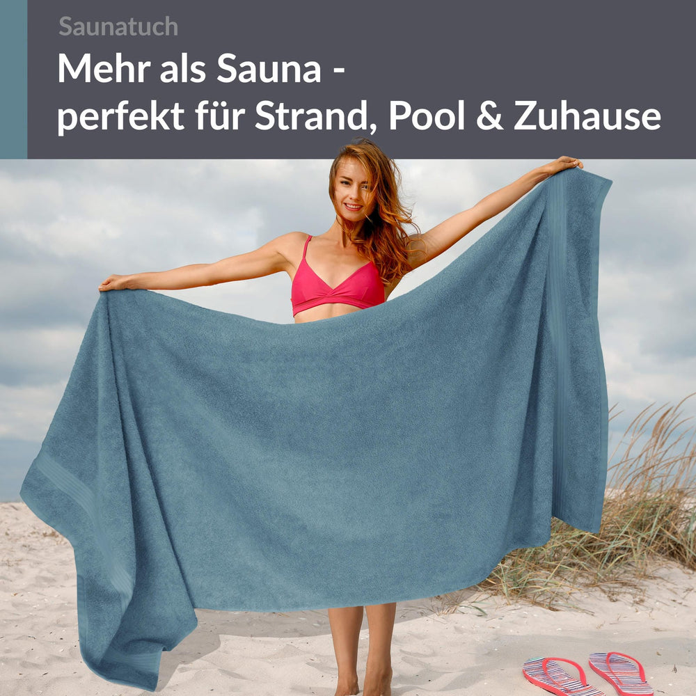 Saunahandtuch 70x200 cm Blau - Tauben