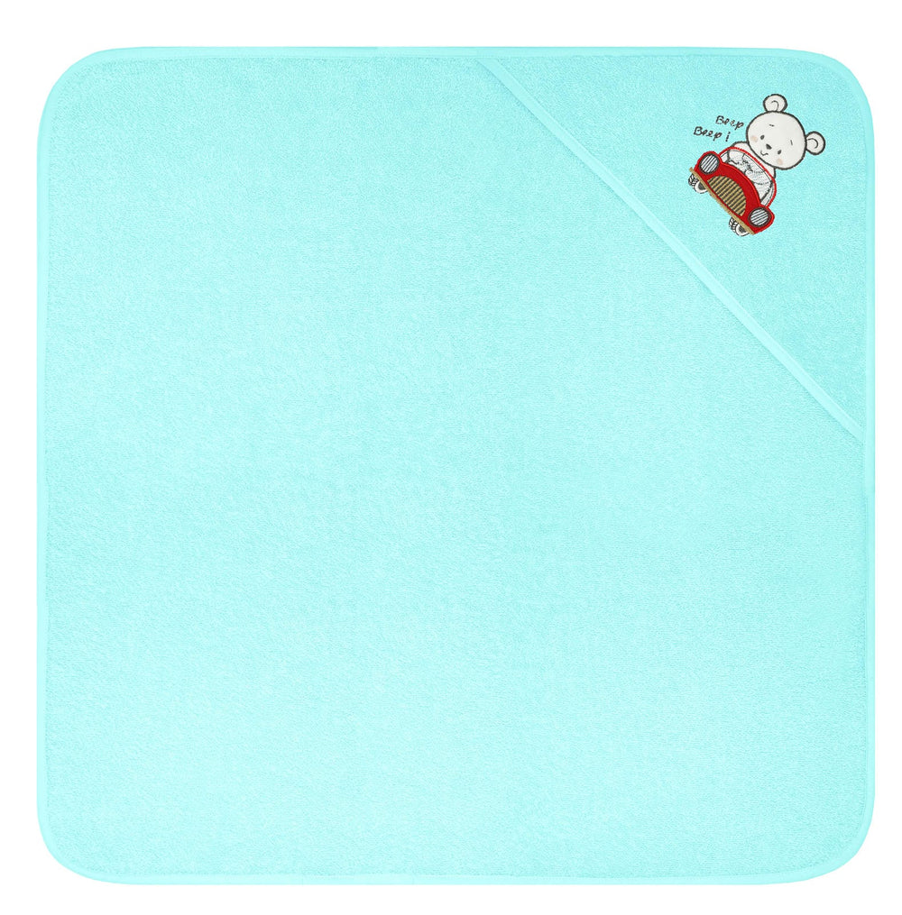 Baby Kapuzenhandtuch bestickt mit Auto - Blau 75x75 cm
