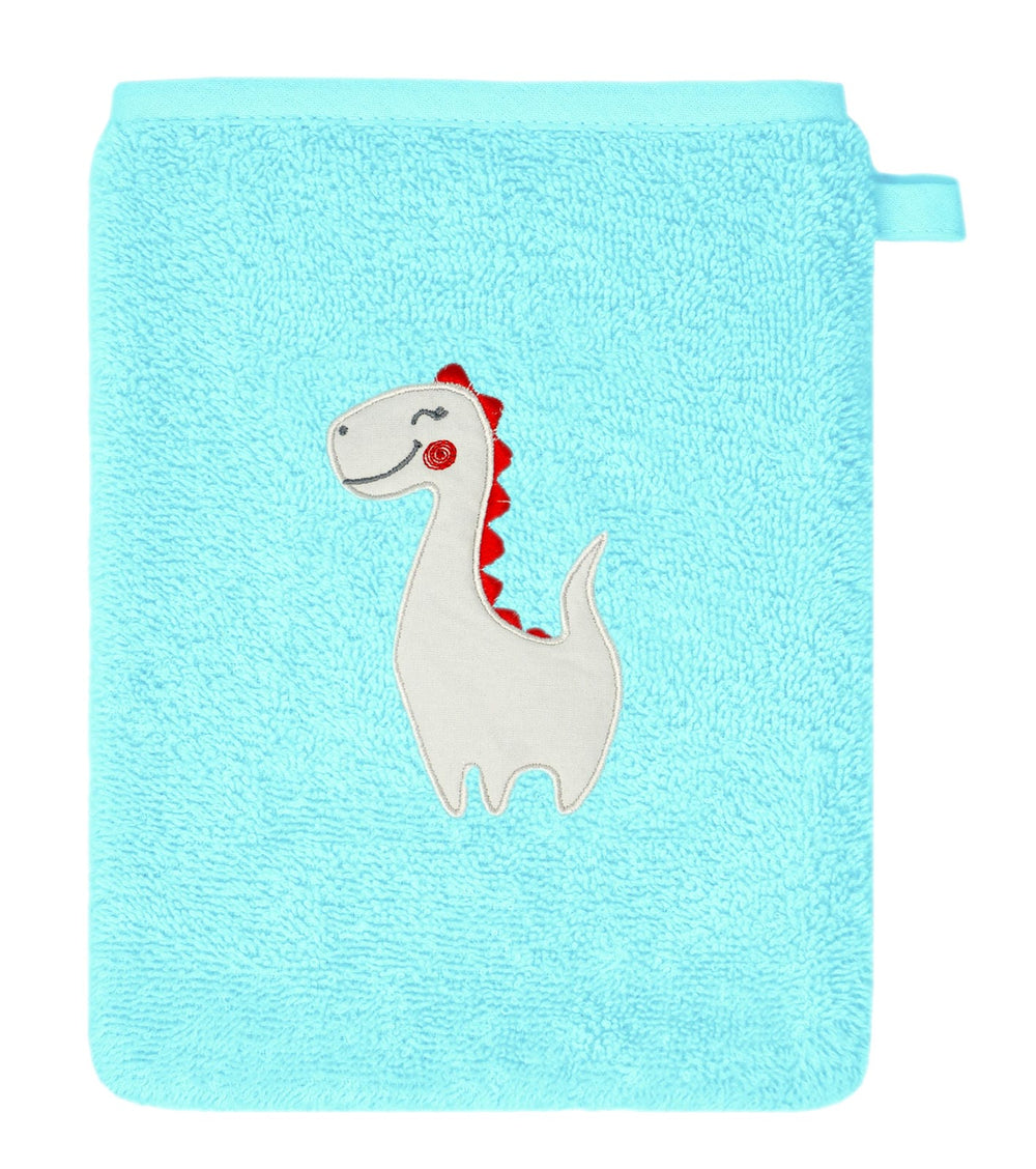 3er Set Baby Geschenkset für Mädchen und Jungen bestickt mit Dinosaurier - Blau