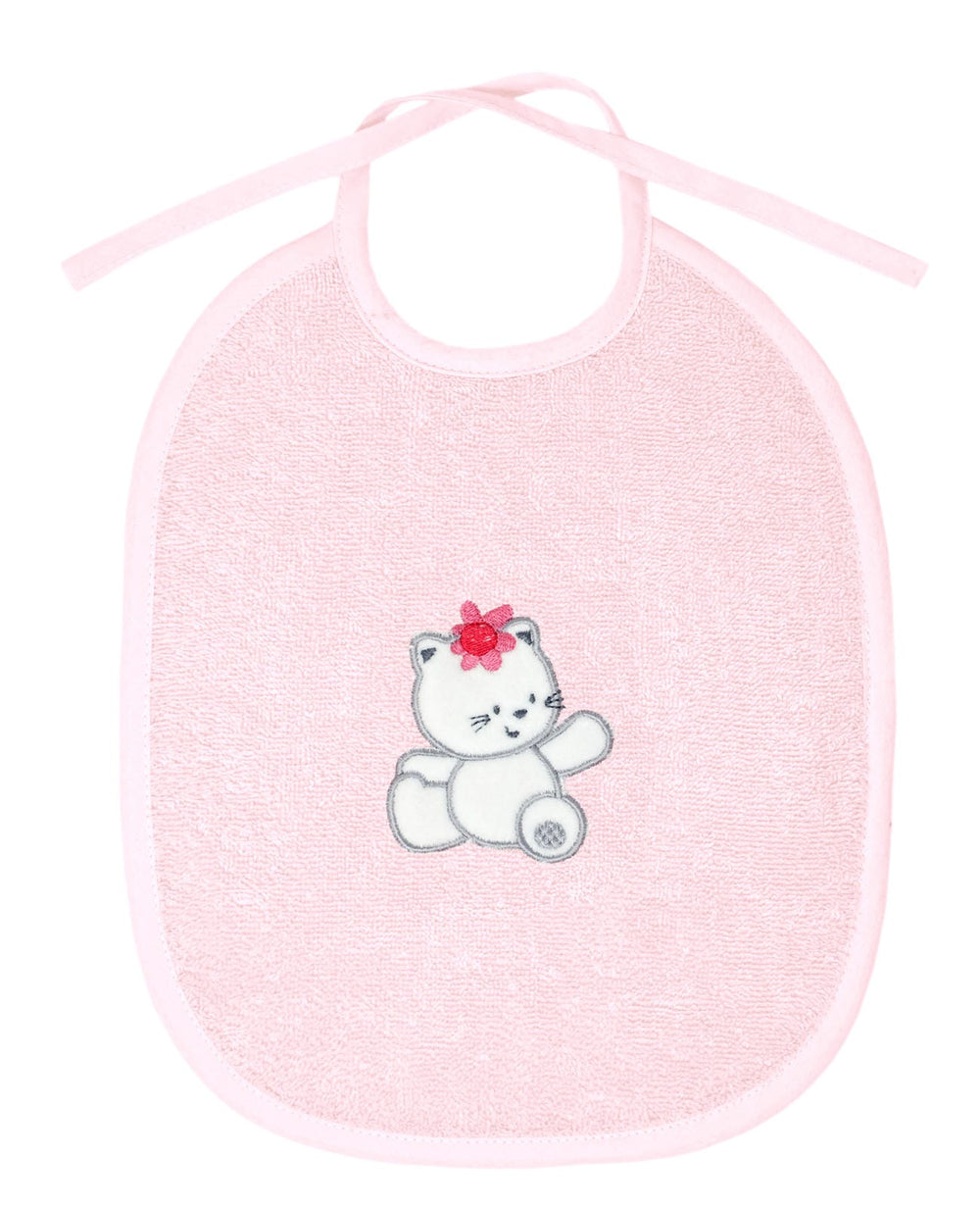 3er Set Baby Geschenkset für Mädchen und Jungen bestickt mit Katze - Rosa