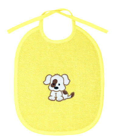 2er Set Baby Lätzchen für Mädchen und Jungen bestickt mit Hund - Gelb 25x30 cm