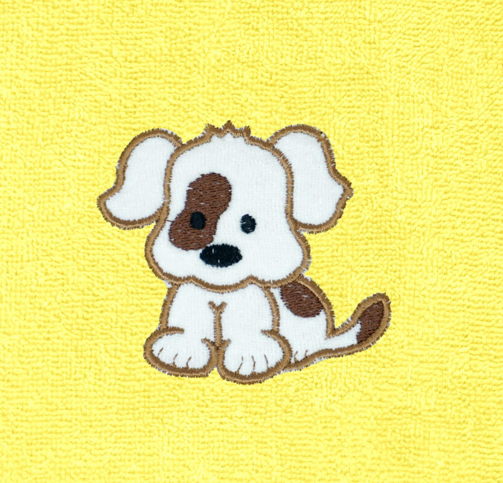 2er Set Baby Lätzchen für Mädchen und Jungen bestickt mit Hund - Gelb 25x30 cm