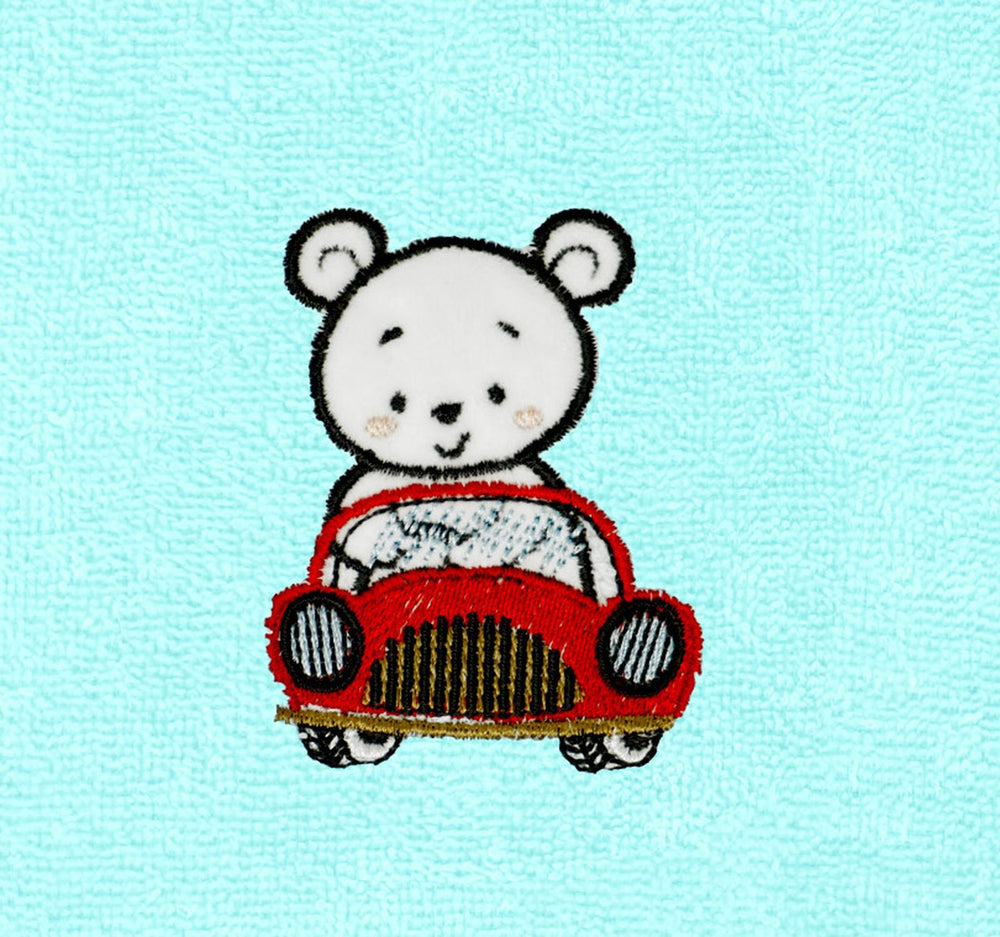 2er Set Baby Lätzchen für Mädchen und Jungen bestickt mit Auto - Blau 25x30 cm