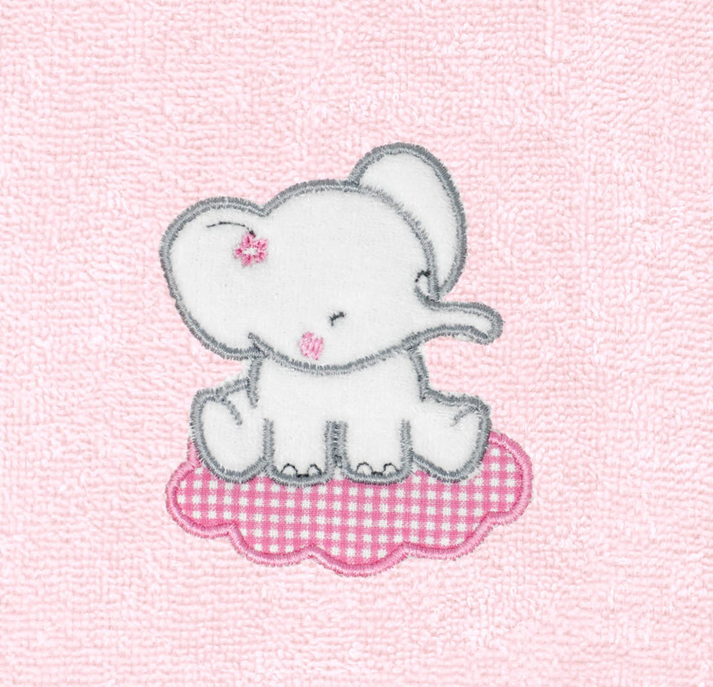 2er Set Baby Lätzchen für Mädchen und Jungen bestickt mit Elefant - Rosa 25x30 cm