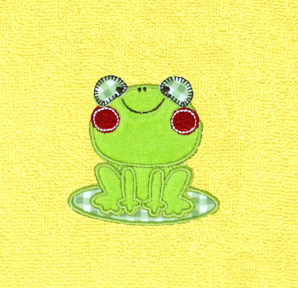 2er Set Baby Waschhandschuhe bestickt mit Frosch - Gelb 15x21 cm