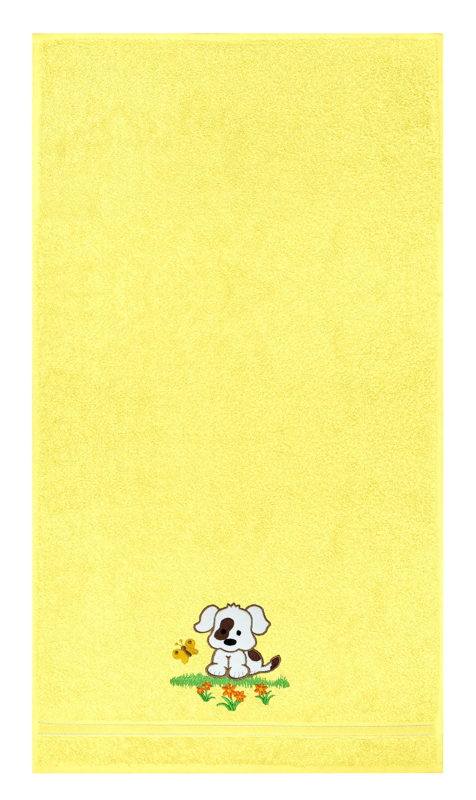 2er Set Kinderhandtücher bestickt mit Hund - Gelb 50x90 cm