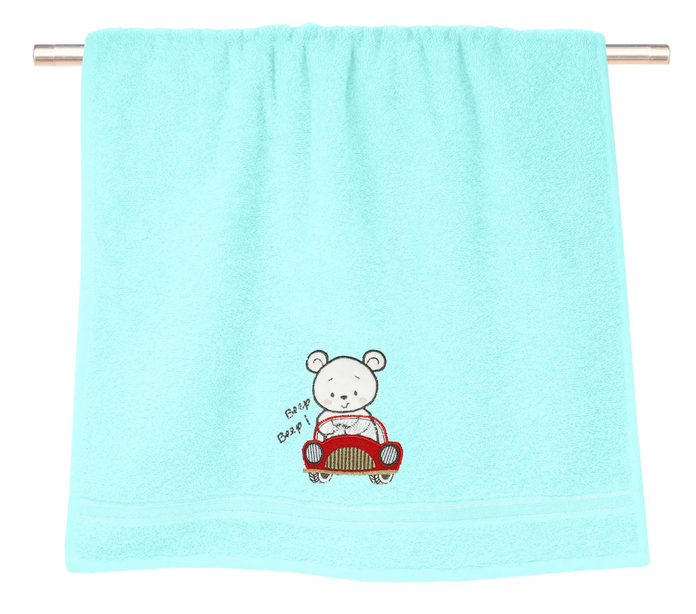 2er Set Kinderhandtücher bestickt mit Auto - Blau 50x90 cm