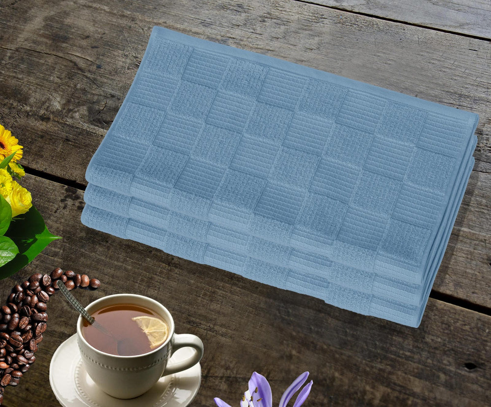 Geschirrtücher 2 in 1 Waffelpique und Frottee 50x50 cm, Blau - Tauben
