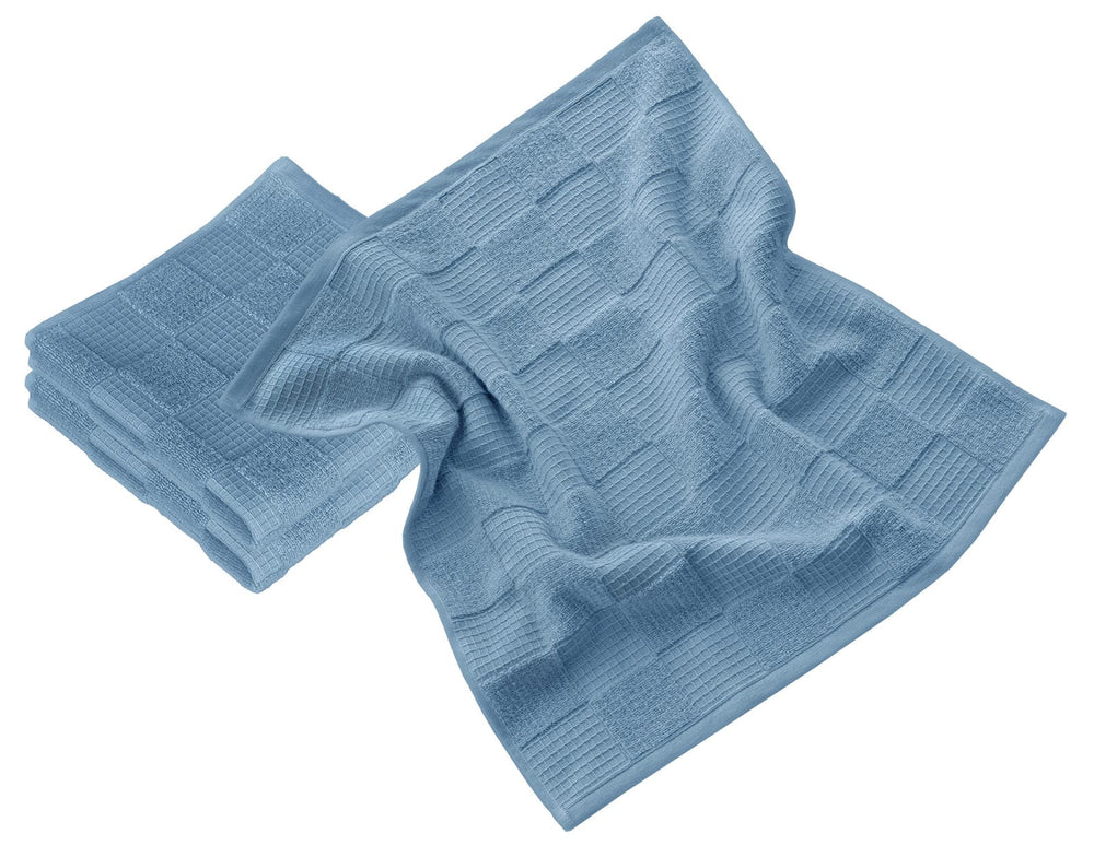Geschirrtücher 2 in 1 Waffelpique und Frottee 50x50 cm, Blau - Tauben
