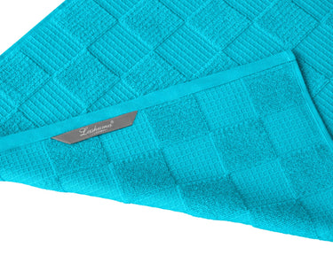 Geschirrtücher 2 in 1 Waffelpique und Frottee 50x50 cm, Blau - Aquamarin