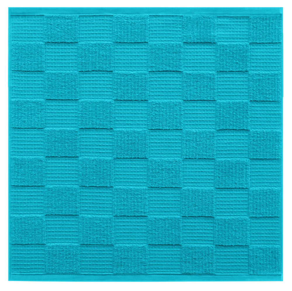 Geschirrtücher 2 in 1 Waffelpique und Frottee 50x50 cm, Blau - Aquamarin