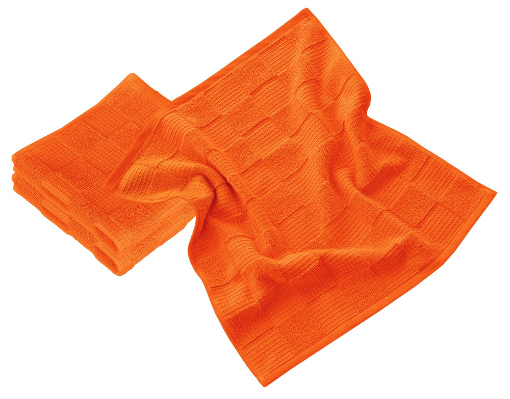 Geschirrtücher 2 in 1 Waffelpique und Frottee 50x50 cm, Orange - Blutorange