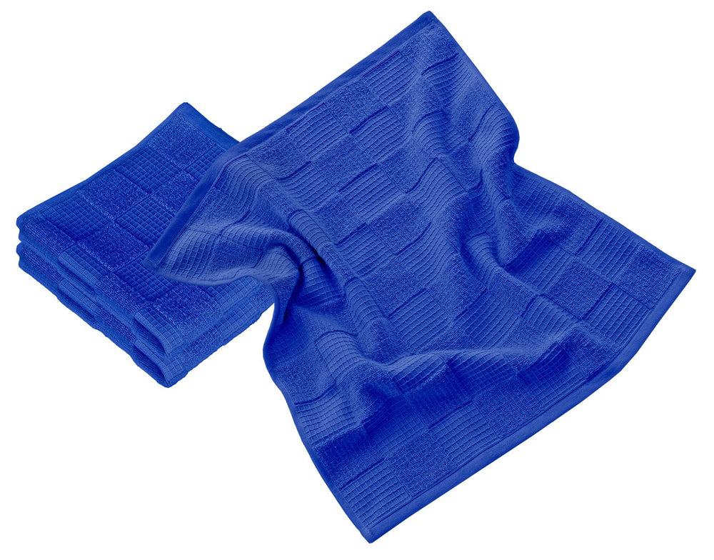 Geschirrtücher 2 in 1 Waffelpique und Frottee 50x50 cm, Blau - Königsblau