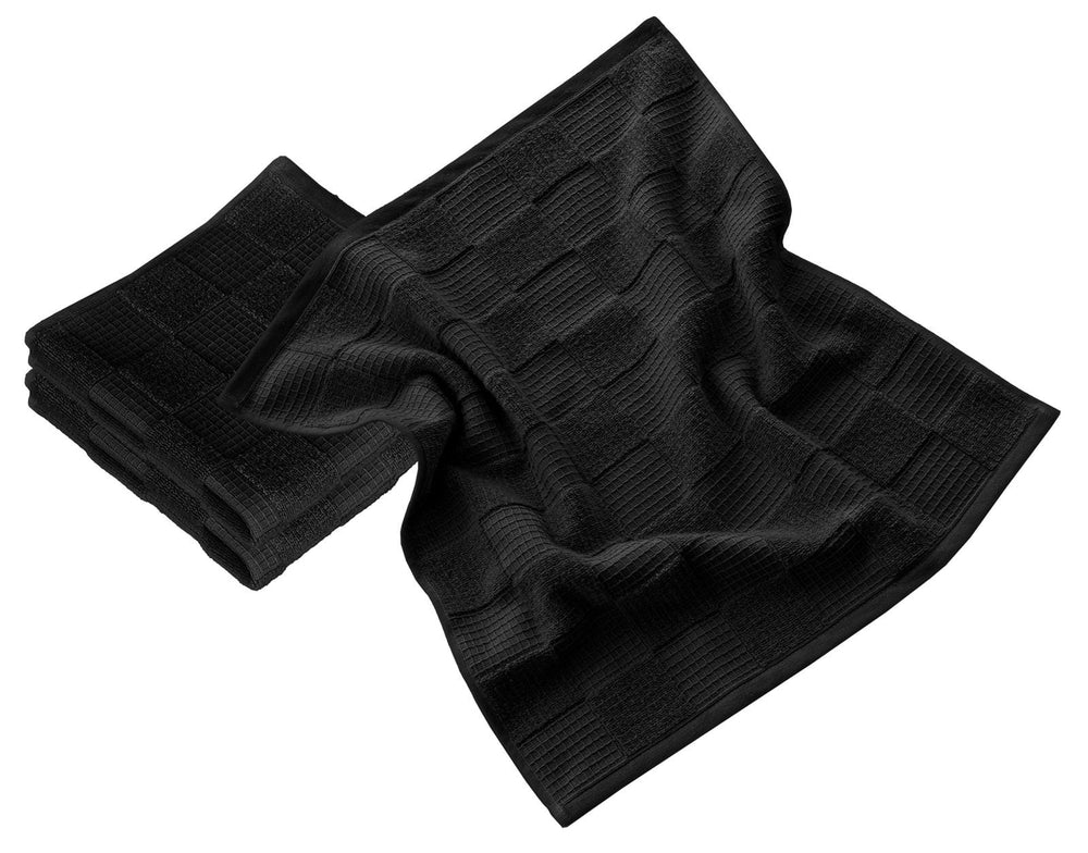 Geschirrtücher 2 in 1 Waffelpique und Frottee 50x50 cm, Schwarz