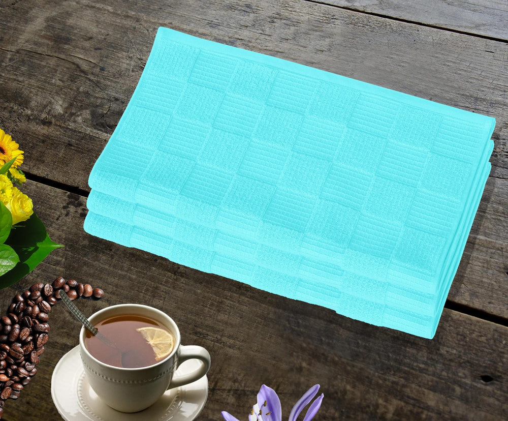 Geschirrtücher 2 in 1 Waffelpique und Frottee 50x50 cm, Türkis