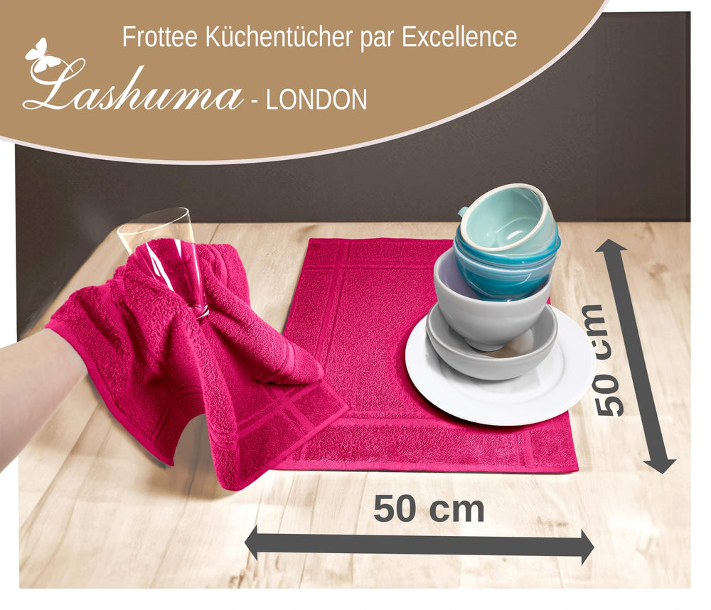 Küchenhandtücher Set 50x50 cm Rot - Rhabarber