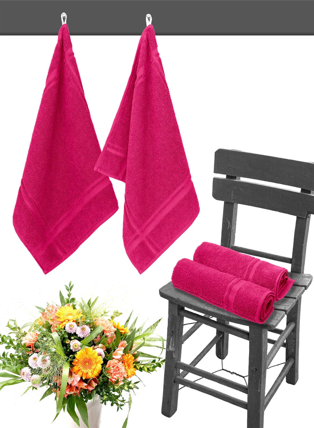 Küchenhandtücher Set 50x50 cm Rot - Rhabarber