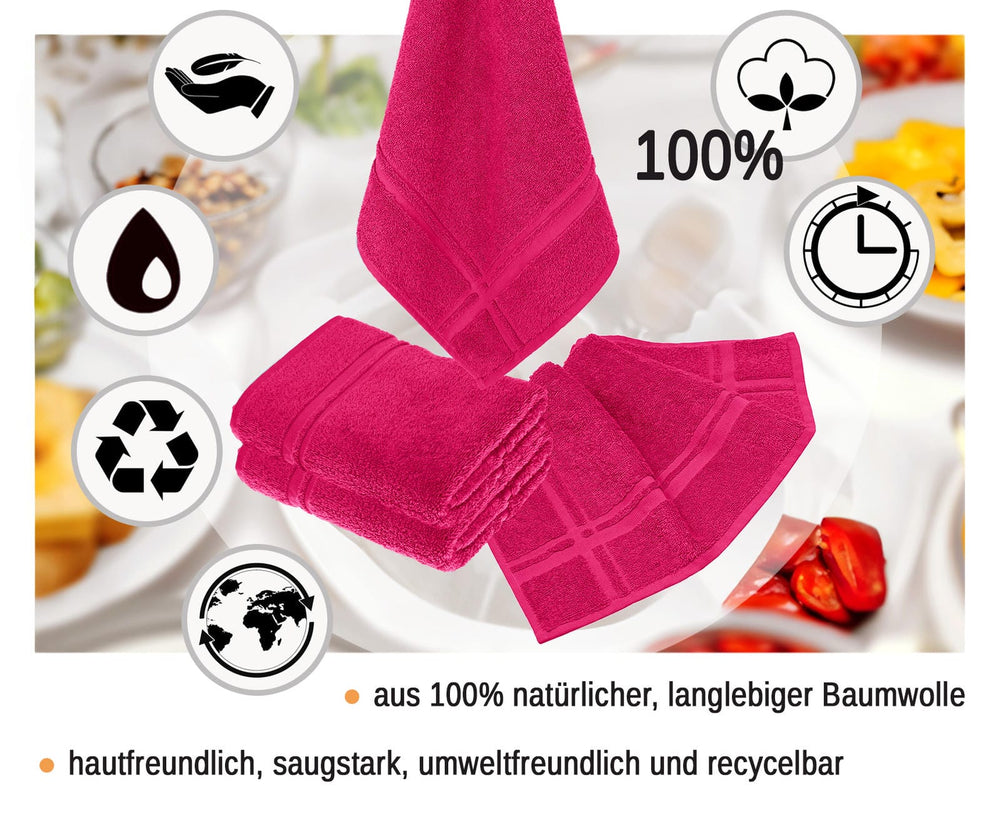 Küchenhandtücher Set 50x50 cm Rot - Rhabarber