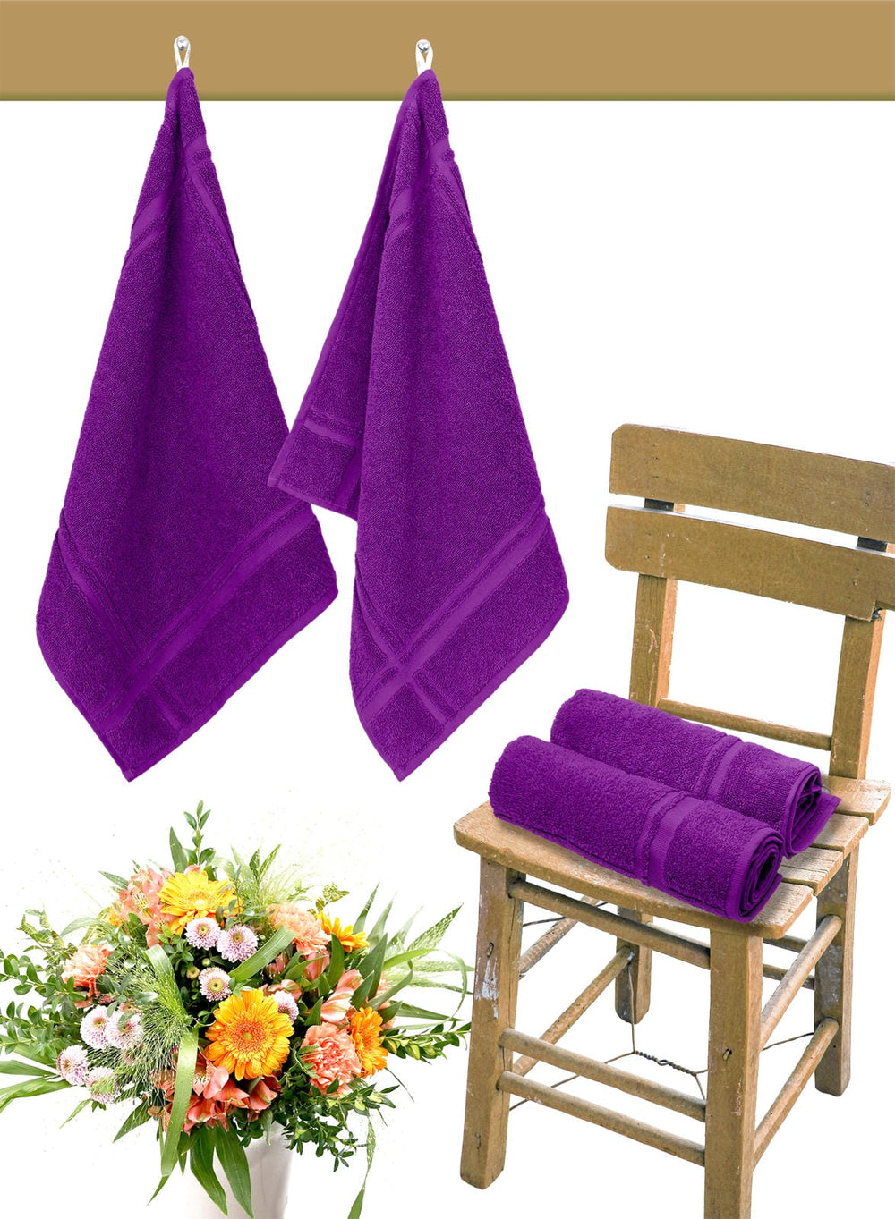 Küchenhandtücher Set 50x50 cm Lila - Aubergine