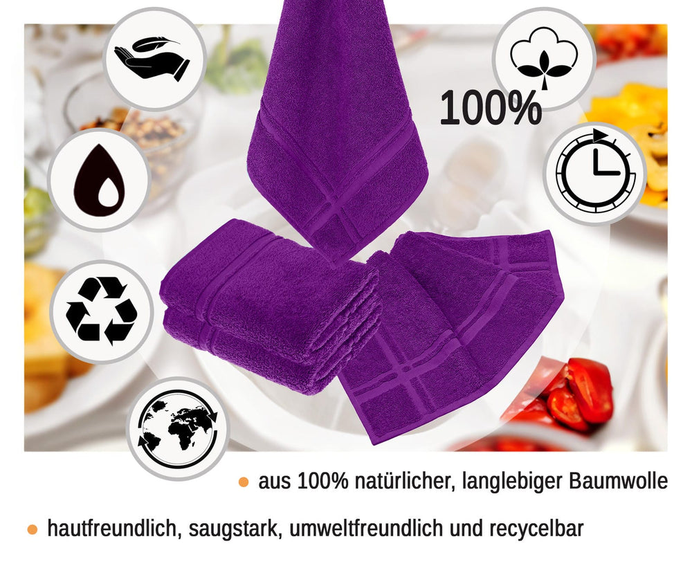 Küchenhandtücher Set 50x50 cm Lila - Aubergine