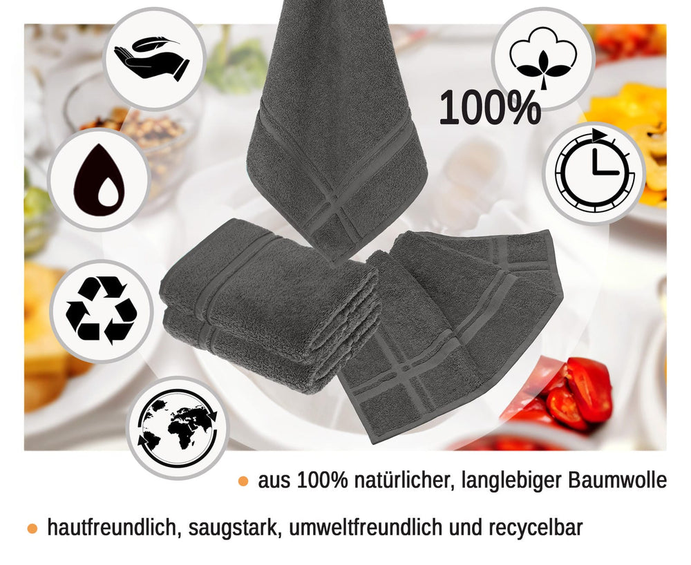 Küchenhandtücher Set 50x50 cm Grau - Anthrazit