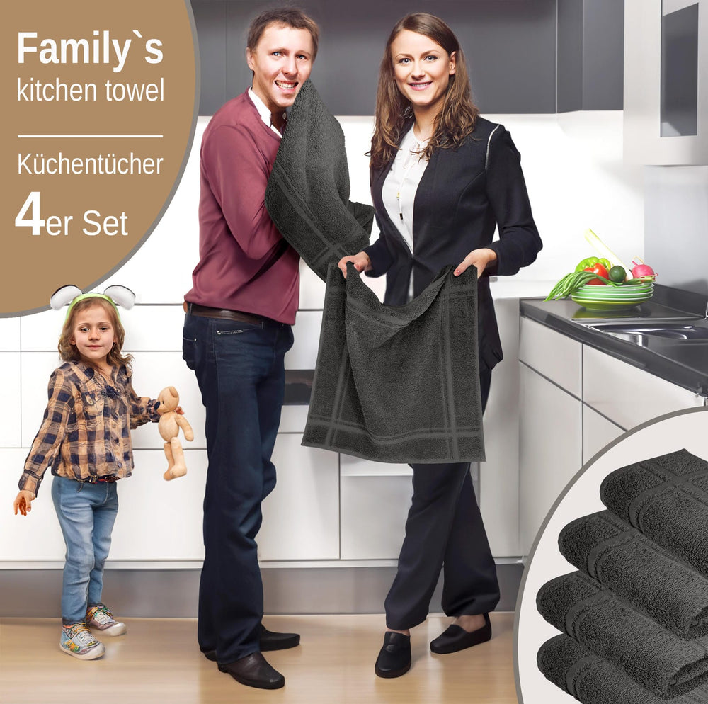 Küchenhandtücher Set 50x50 cm Grau - Anthrazit