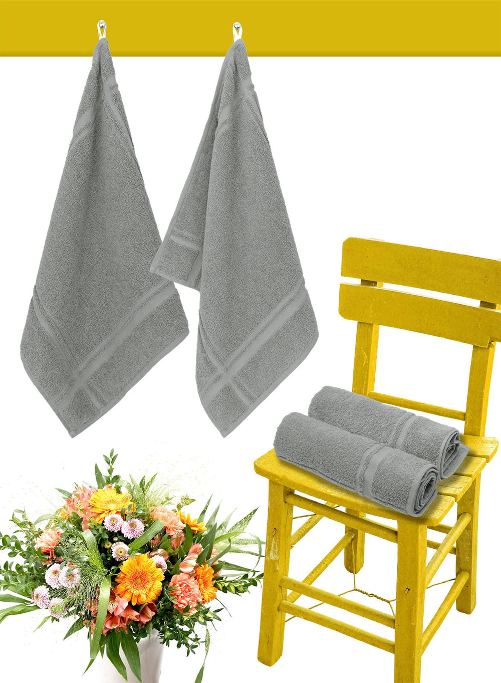 Küchenhandtücher Set 50x50 cm Grau - Stein