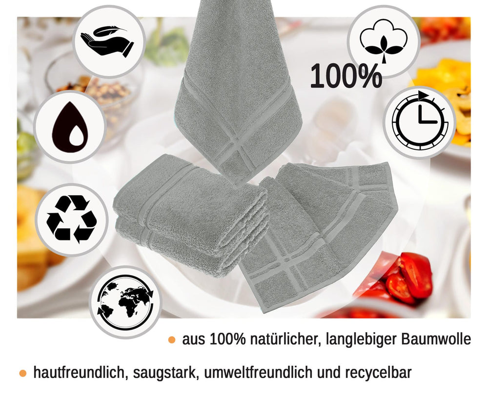 Küchenhandtücher Set 50x50 cm Grau - Stein