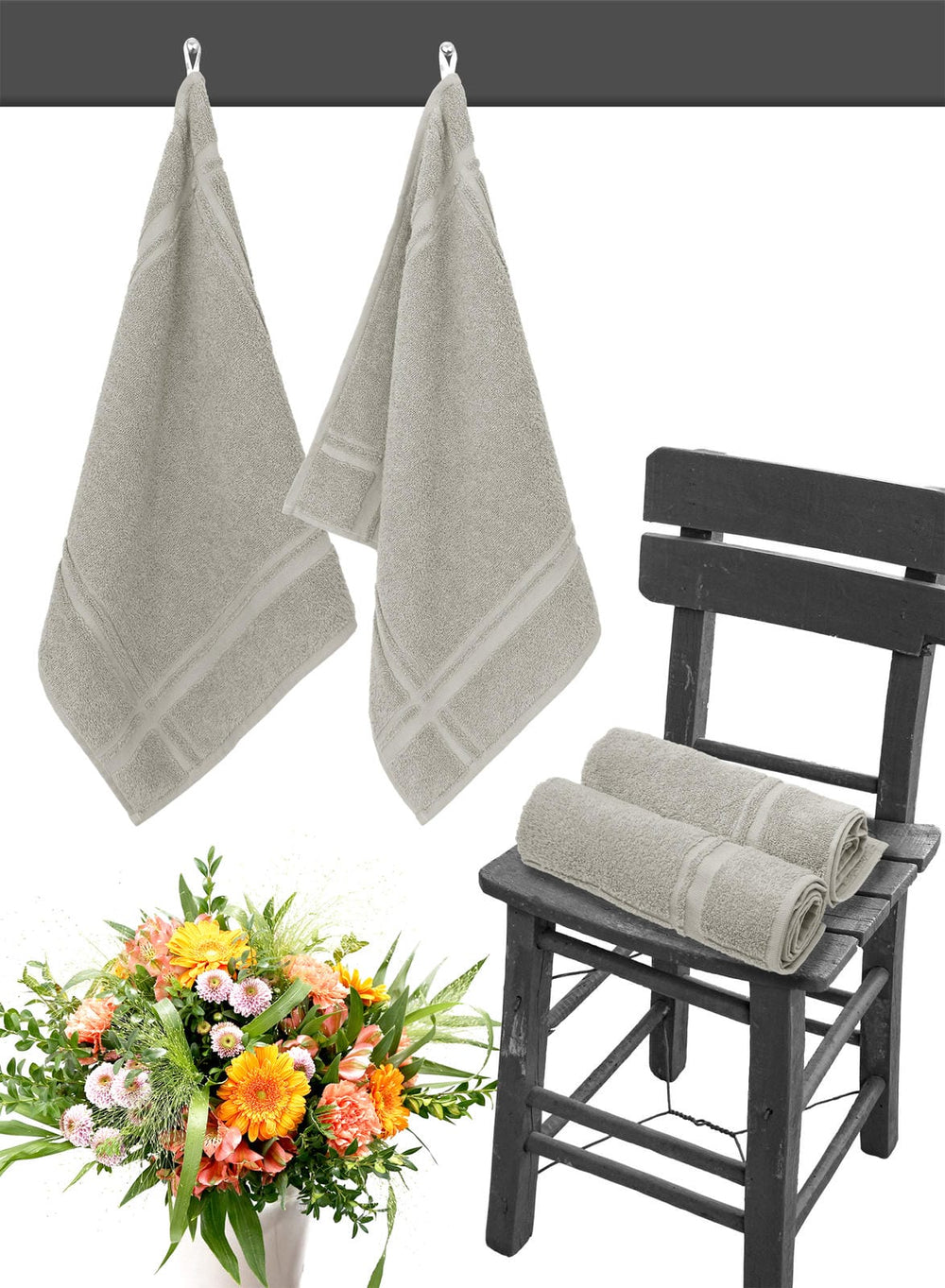 Küchenhandtücher Set 50x50 cm Grau - Kiesel