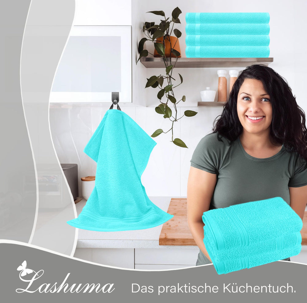 Frottee Küchenhandtücher 50x50 cm 4er Set Türkis