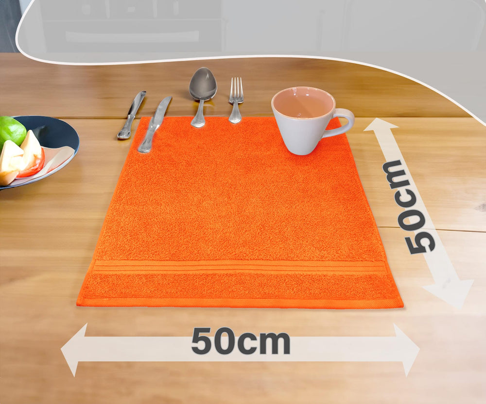 Frottee Küchenhandtücher 50x50 cm 4er Set Orange - Blutorange