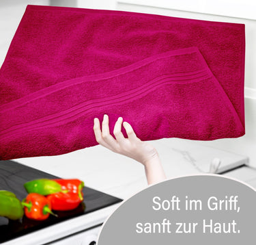 Frottee Küchenhandtücher 50x50 cm 4er Set Pink - Purpur