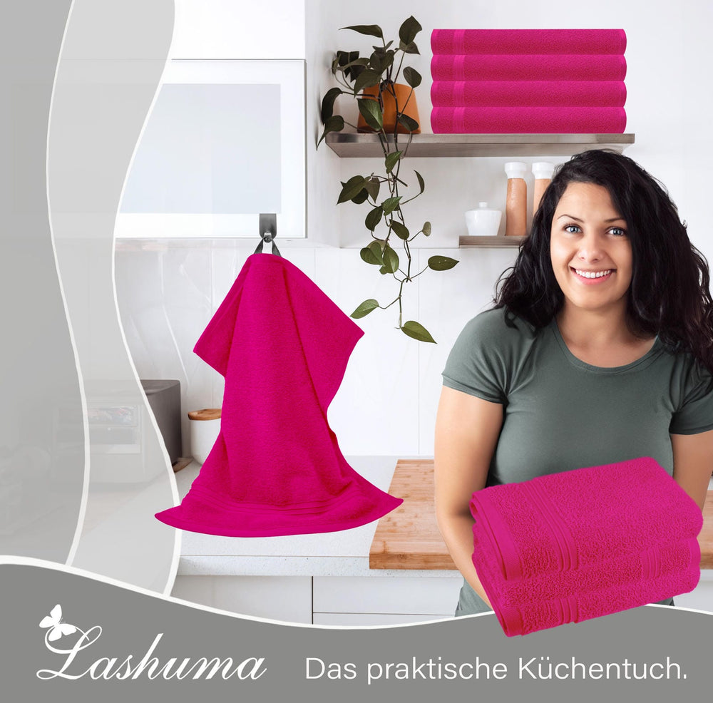 Frottee Küchenhandtücher 50x50 cm 4er Set Pink - Purpur