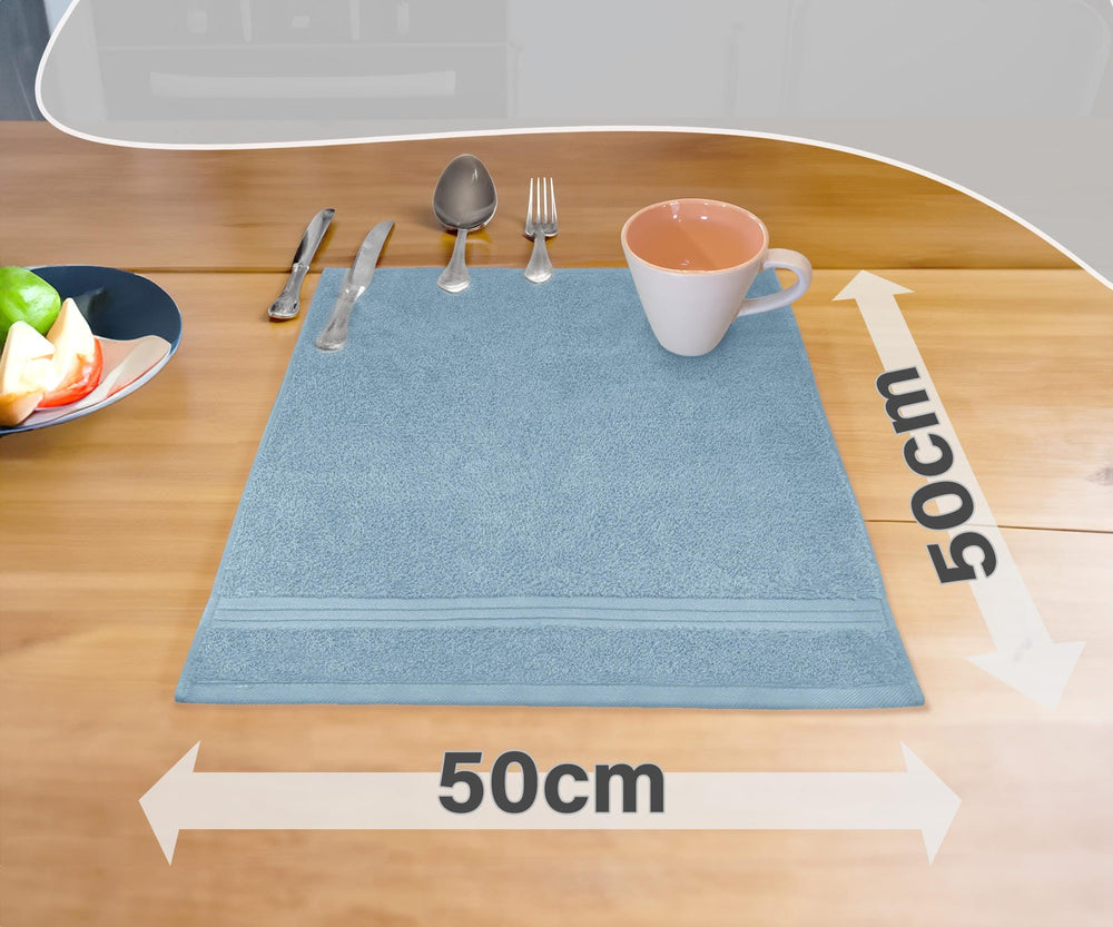 Frottee Küchenhandtücher 50x50 cm 4er Set Blau - Tauben
