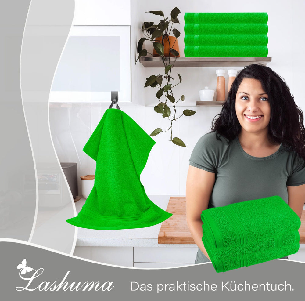 Frottee Küchenhandtücher 50x50 cm 4er Set Grün - Forst
