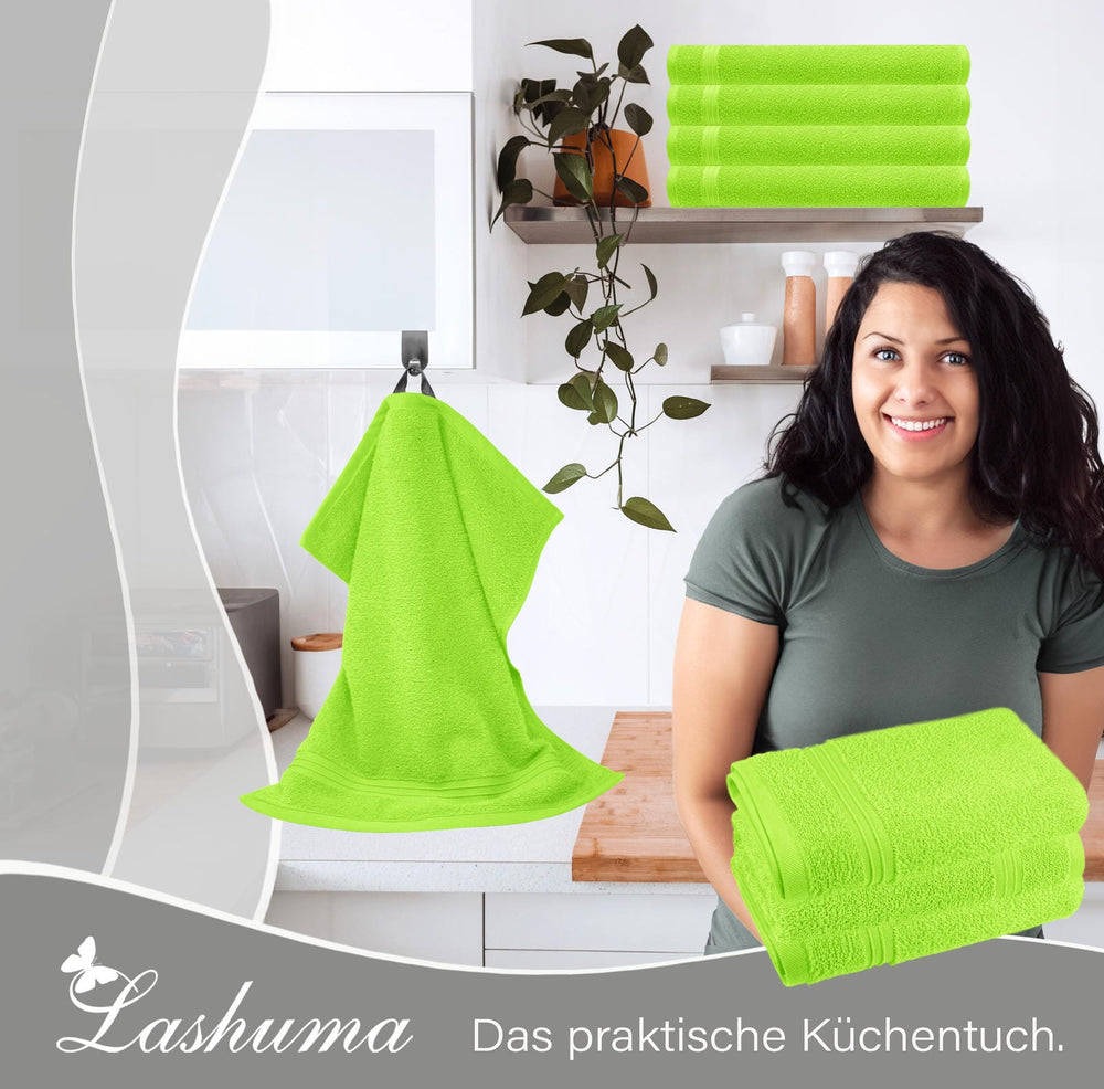 Frottee Küchenhandtücher 50x50 cm 4er Set Grün - Apfel
