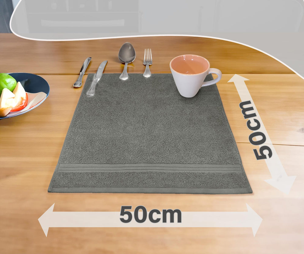 Frottee Küchenhandtücher 50x50 cm 4er Set Grau - Dunkel