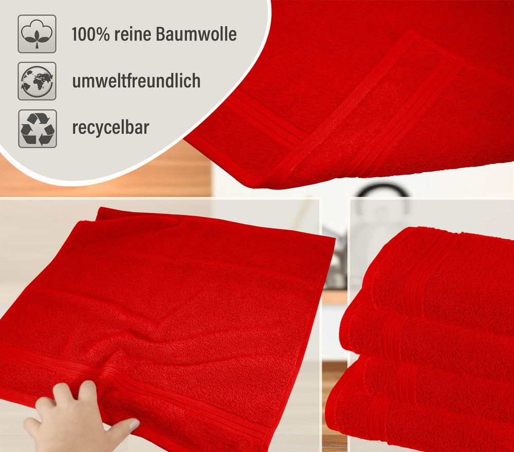 Frottee Küchenhandtücher 50x50 cm 4er Set Rot - Scharlach